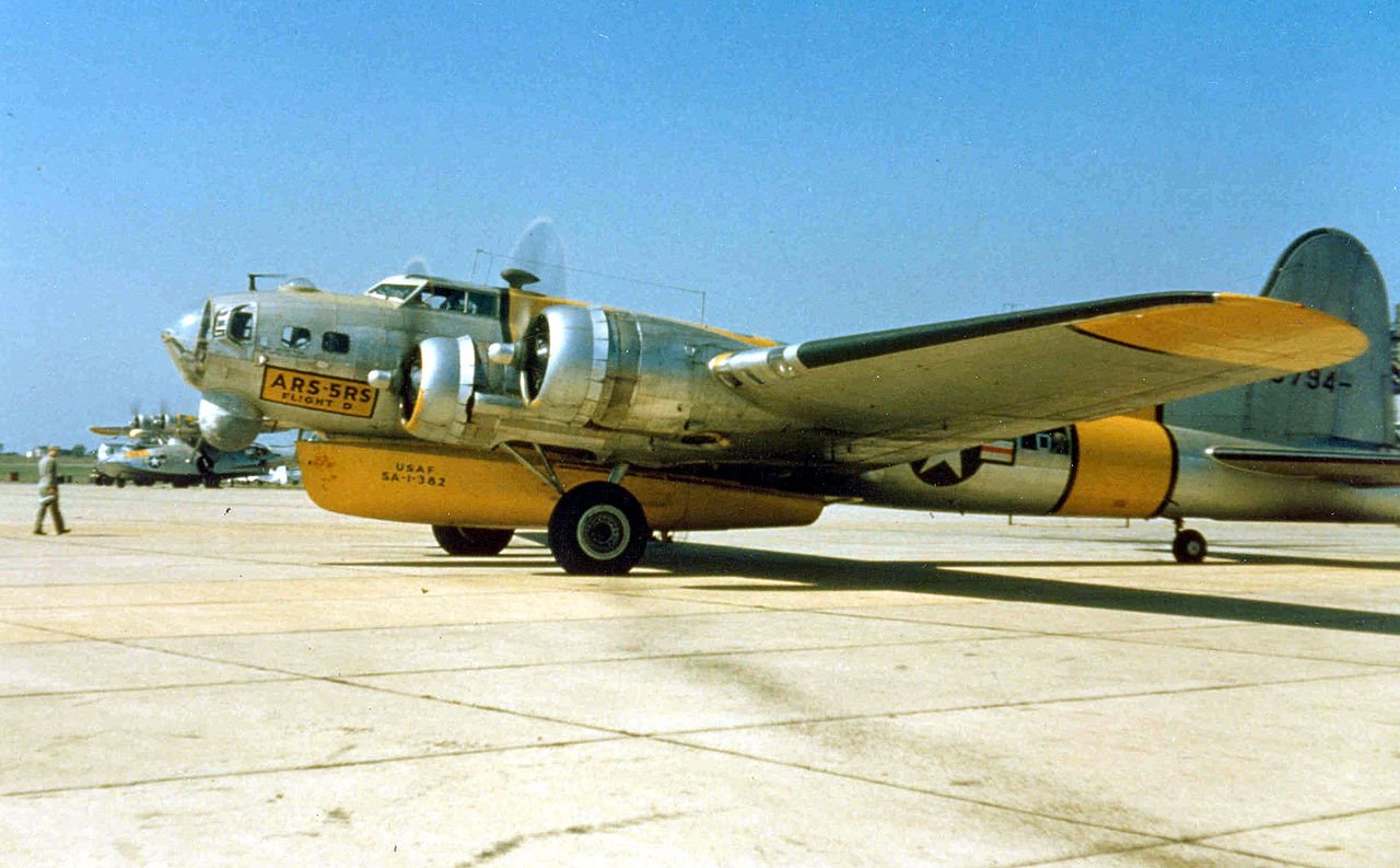 Converted B-17 with raft